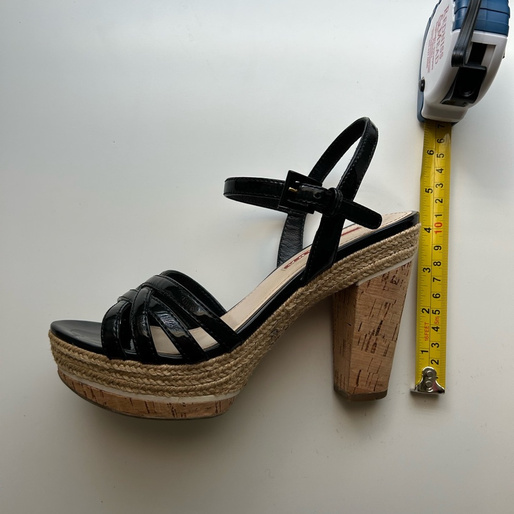 Prada Black Strappy Cork Platform Sandal - Picture 7 of 9